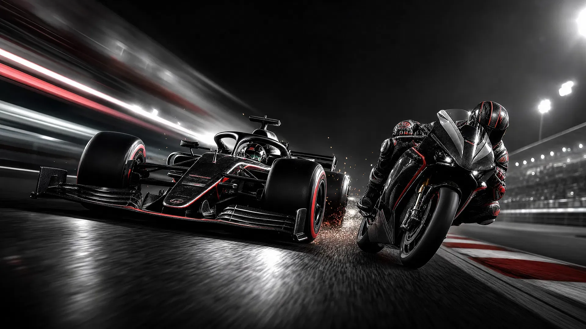 モータースポーツ広告事業のイメージ（F1マシンとMotoGPマシン。実際のスポンサー車両ではありません）